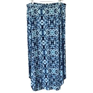 Chico's Skirt Blue and White Kaleidoscope Pattern Midi Skirt size 2/Lg